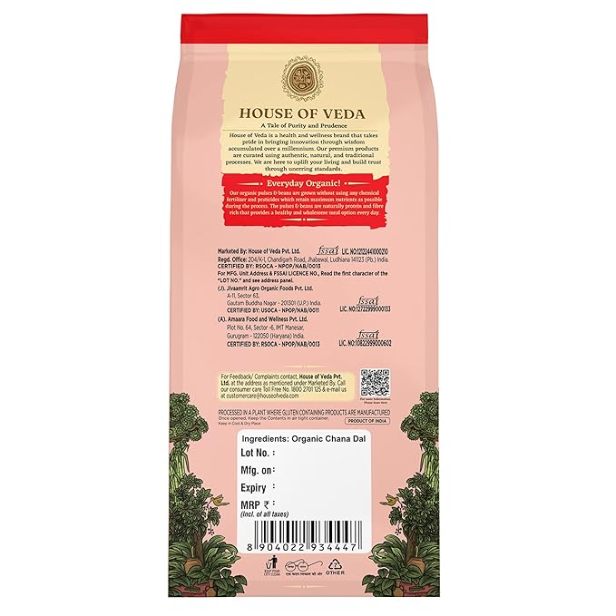 House of Veda Organic Kala Chana Dal 1 kg