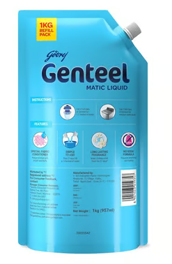 Genteel Matic Liquid Detergent 1 kg bottle + 1 kg Refill Pouch