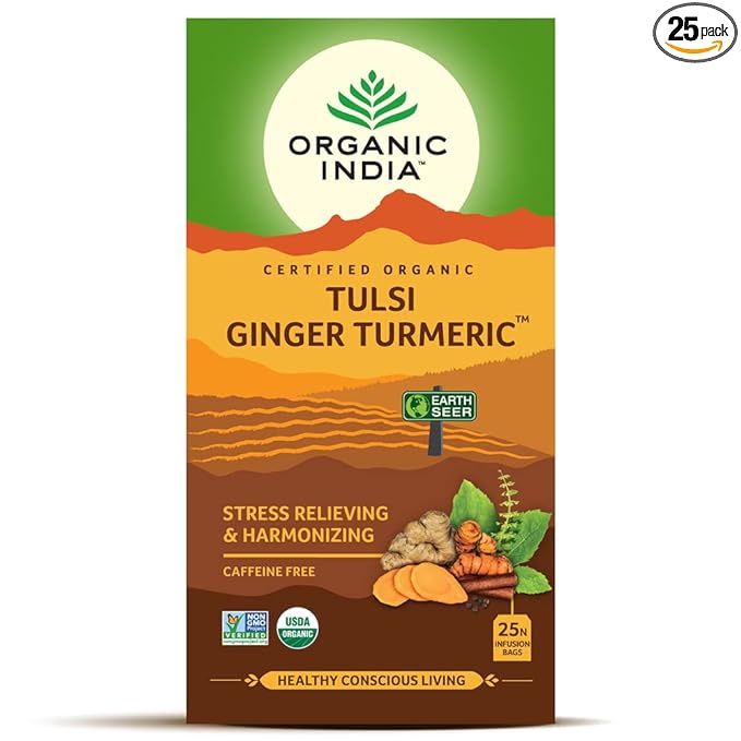 Organic India Tulsi Ginger Turmeric 25 Tea Bags