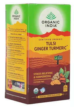 Organic India Tulsi Ginger Turmeric 25 Tea Bags