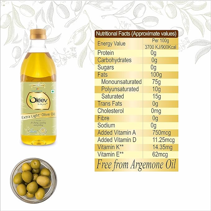 Oleev Extra Light Olive Oil Bottle 1 L