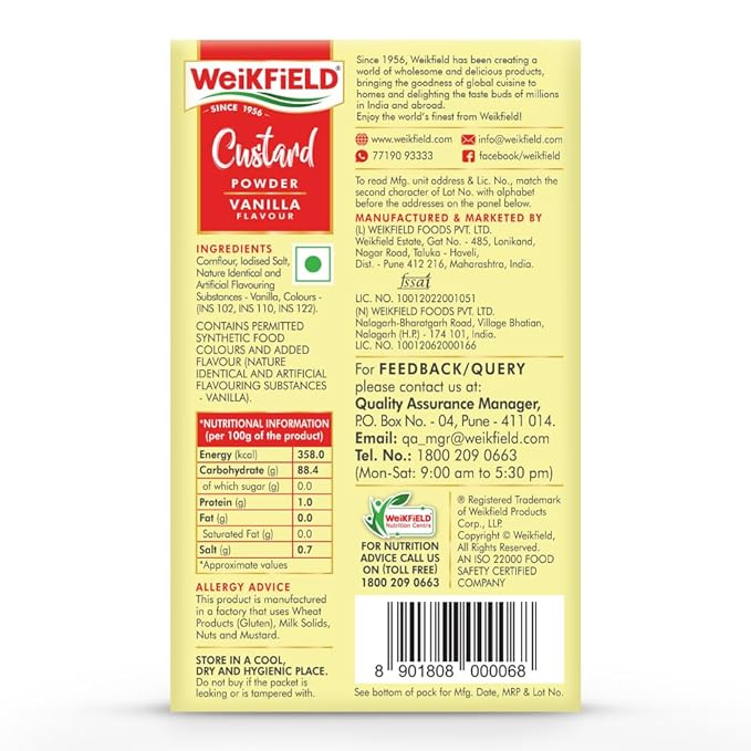 Weikfield Custard Powder Vanilla Flavour 100 g